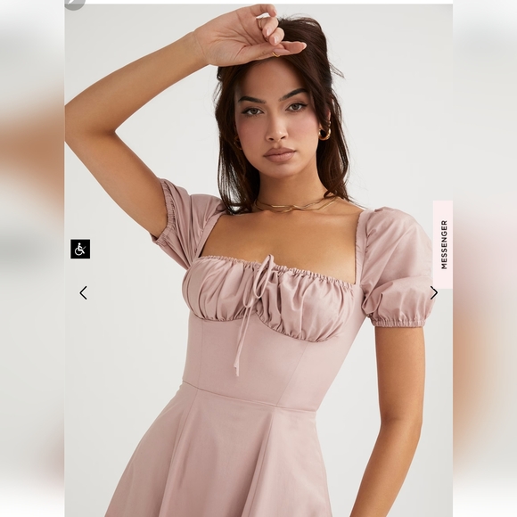 House Of CB Tallulah Blush Puff Sleeve Midi Dress - Picture 8 of 16